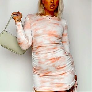 Princess Polly LONG SLEEVE MINI DRESS TIE DYE BLUSH women’s 4